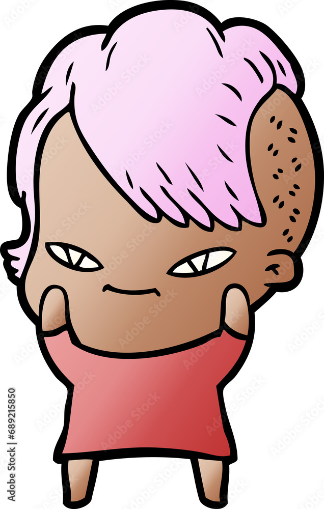 cute cartoon girl with hipster haircut cute cartoon girl with hipster haircut