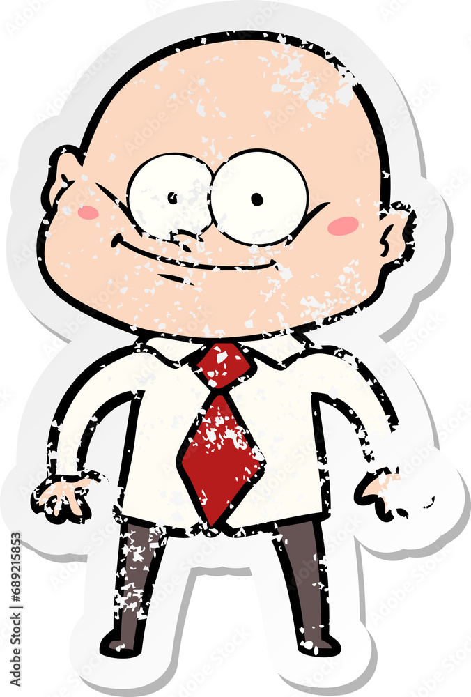 distressed sticker of a cartoon manager man staring distressed sticker of a cartoon manager man staring