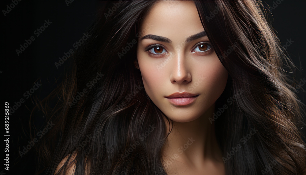 Fototapeta premium Close-up photo of Asian woman's face, youthful and beautiful.generative ai