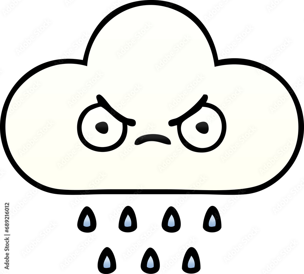 gradient shaded cartoon of a rain cloud gradient shaded cartoon of a rain cloud