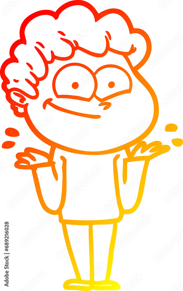warm gradient line drawing of a cartoon happy man warm gradient line drawing of a cartoon happy man