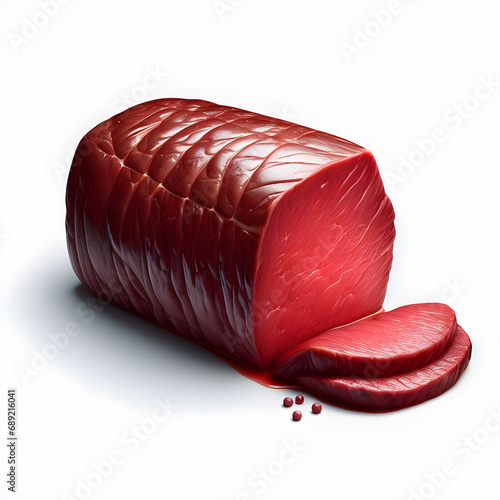 illustration objects that include the whole body Beef tenderloin. Style. Realistic photo on white background.