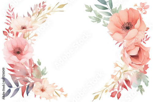 Background wedding card pink design watercolor illustration background summer invitation floral frame flower