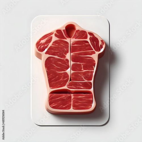 illustration objects that include the whole body Beef tenderloin. Style. Realistic photo on white background.
