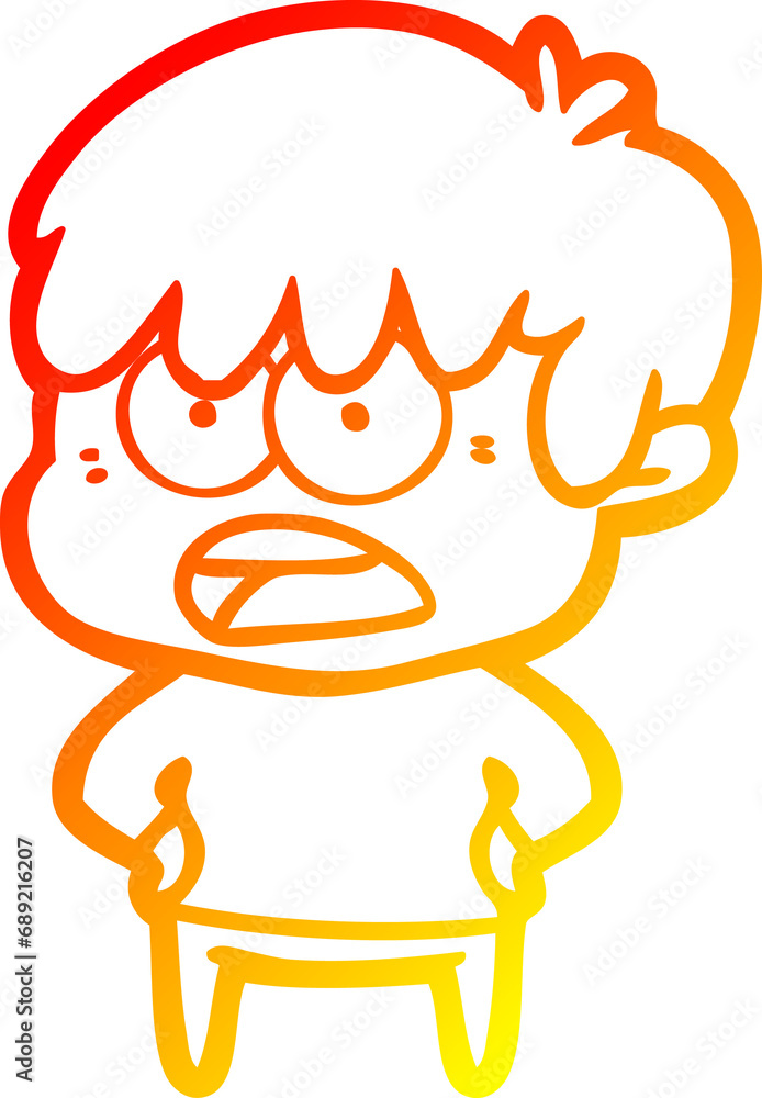 warm gradient line drawing of a worried cartoon boy warm gradient line drawing of a worried cartoon boy