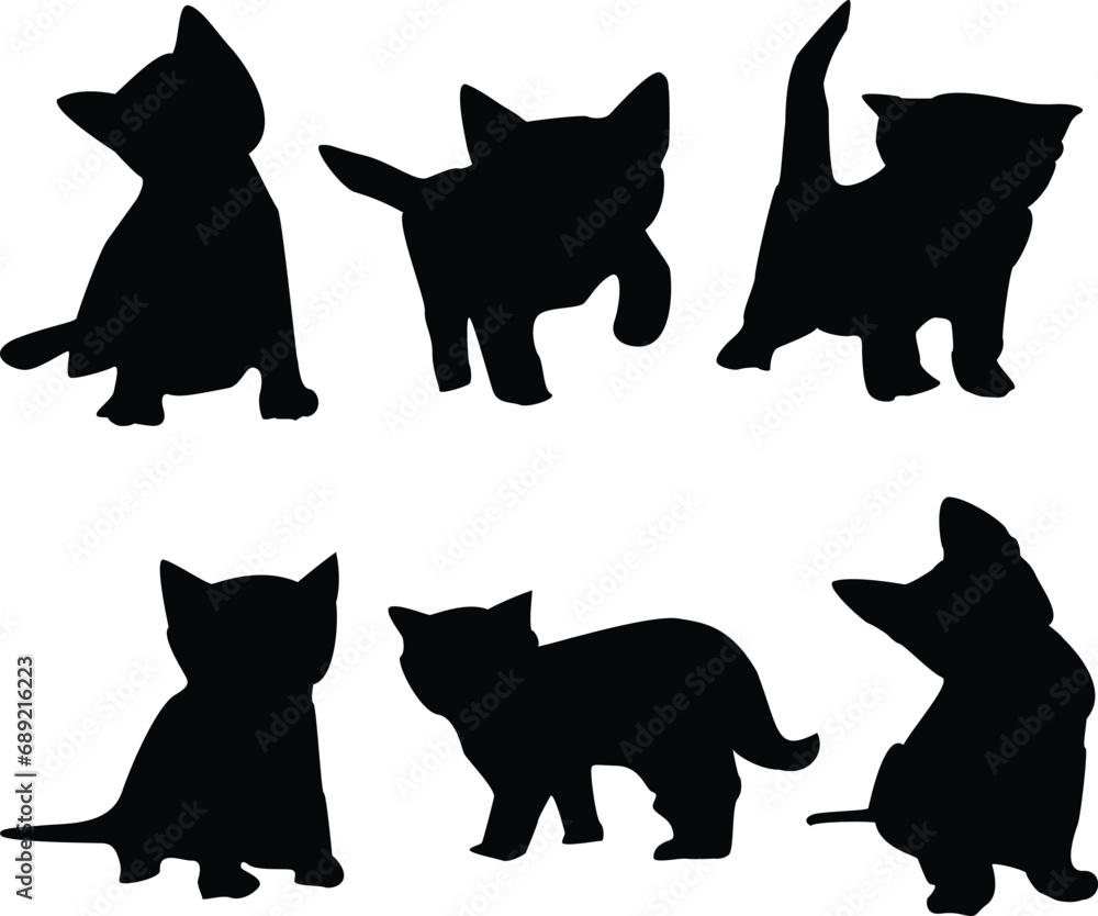 Creative & Unique Cute Cat Silhouette Vector Art