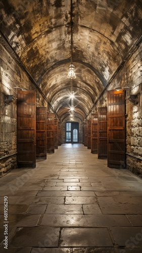 snapshot of the antique gate's opened doors with bars up.