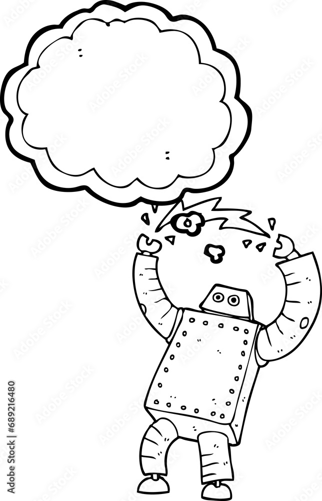 freehand drawn thought bubble cartoon robot freehand drawn thought bubble cartoon robot
