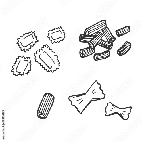 Doodle set of Italian pasta icons