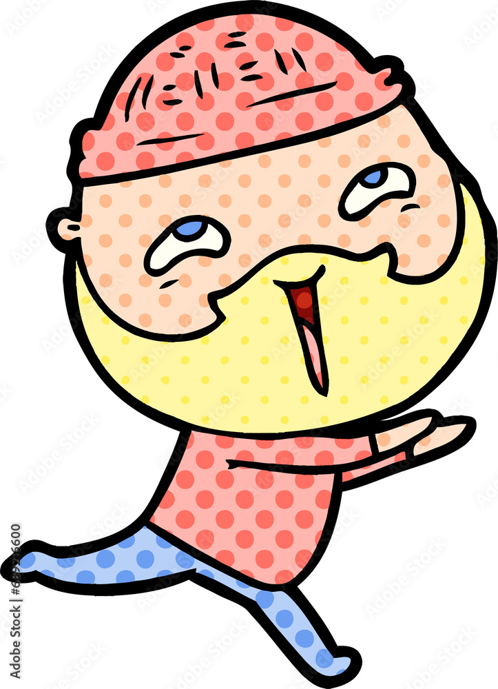 cartoon happy bearded man