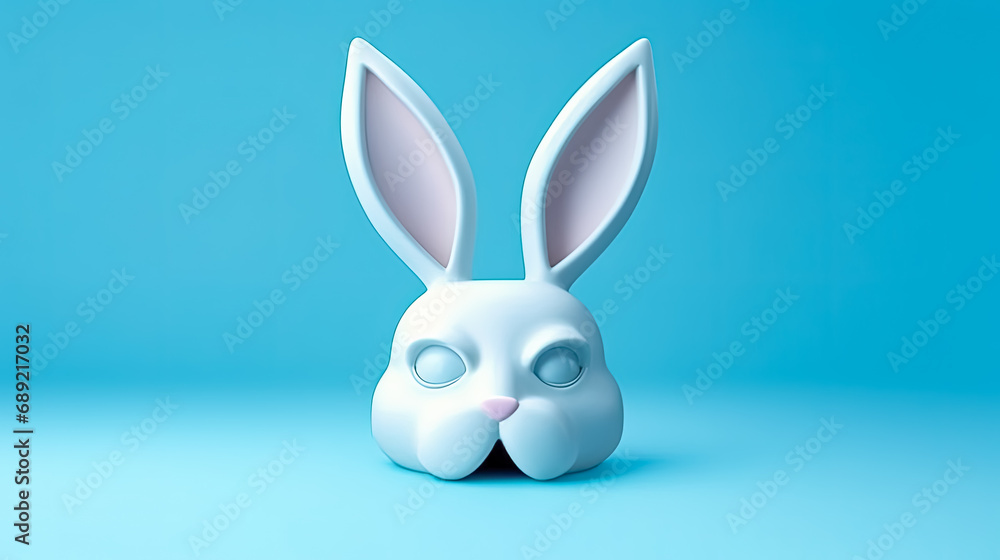 Obraz premium Easter bunny mask on blue background