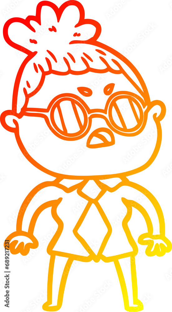 warm gradient line drawing of a cartoon annoyed woman warm gradient line drawing of a cartoon annoyed woman