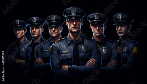 several handsome male manly policemen