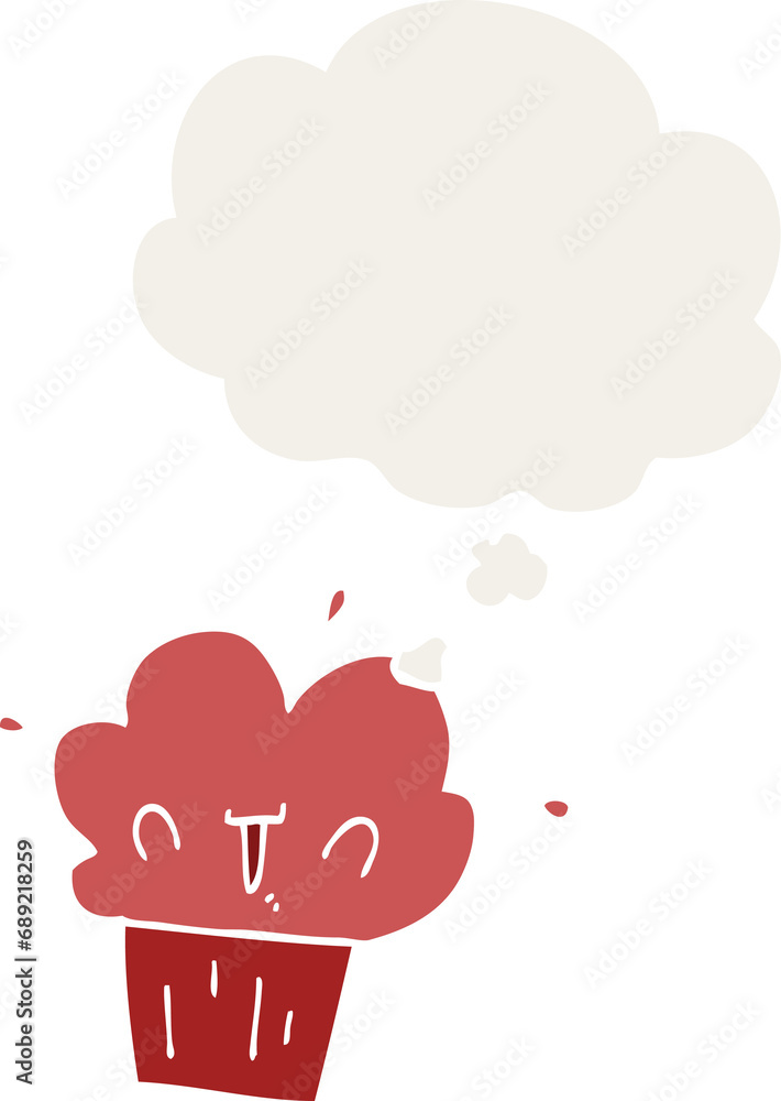 cartoon cupcake with thought bubble in retro style cartoon cupcake with thought bubble in retro style