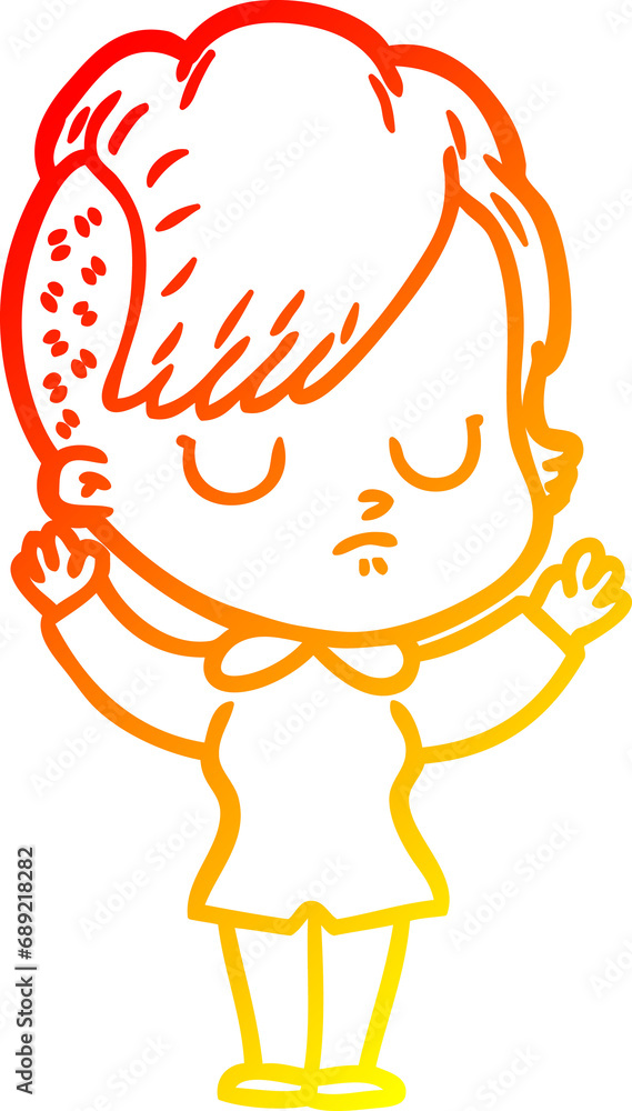 warm gradient line drawing of a cartoon woman warm gradient line drawing of a cartoon woman