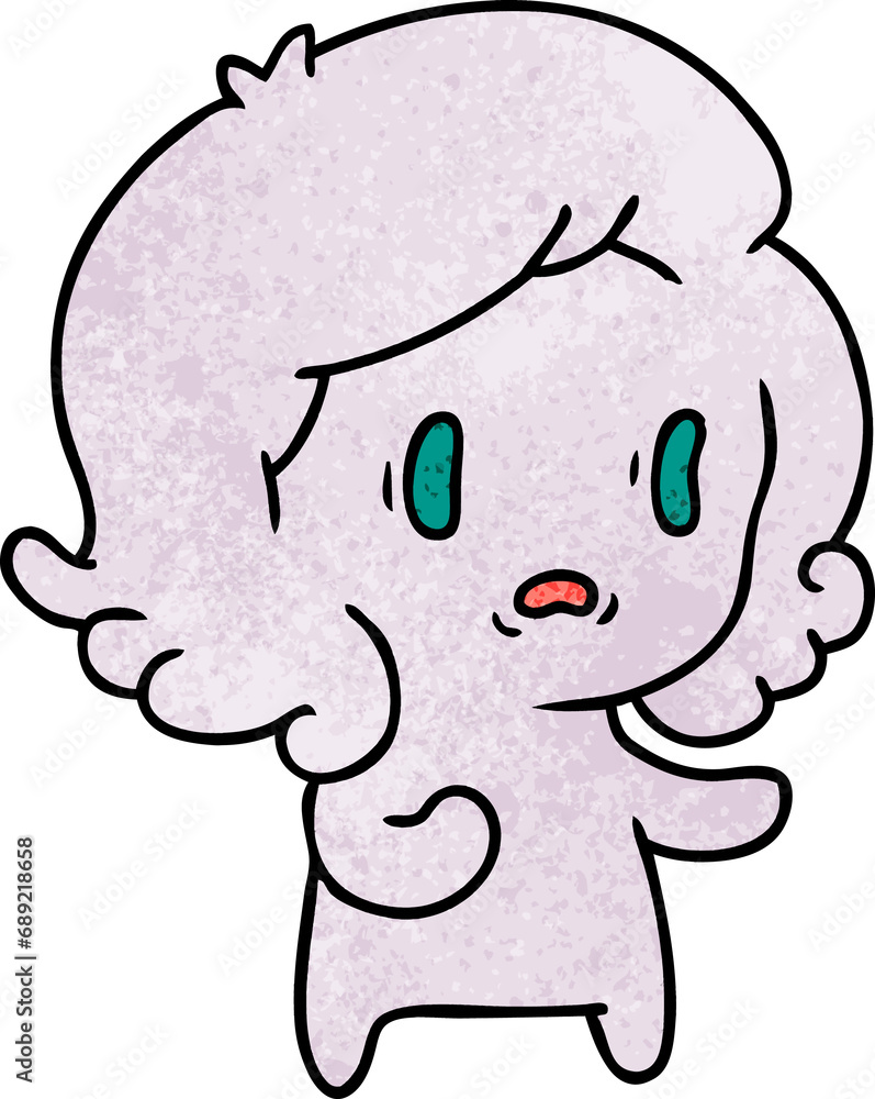 freehand drawn textured cartoon of kawaii scary ghost freehand drawn textured cartoon of kawaii scary ghost