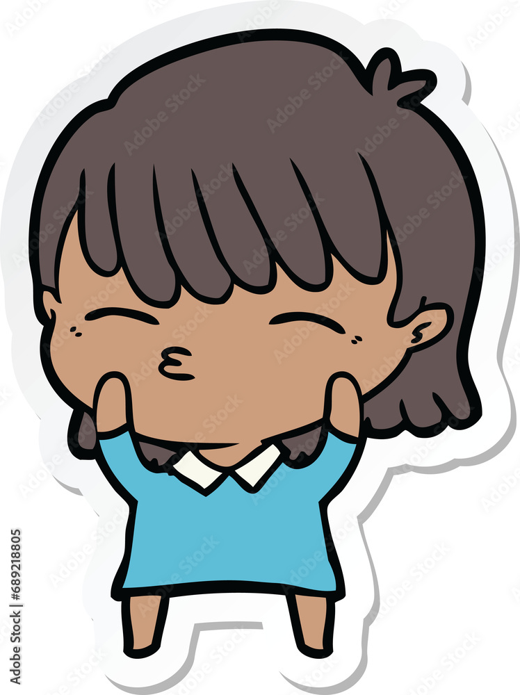 sticker of a cartoon woman sticker of a cartoon woman