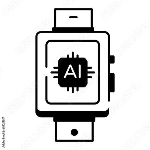Grab this linear icon of an ai watch 