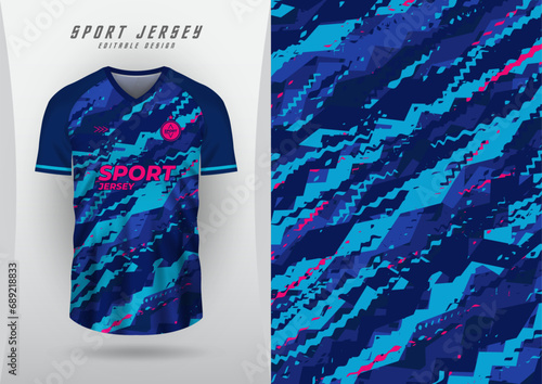 Background, sublimation style, outdoor sports, jersey, football, futsal, running, racing, exercise, pattern, zigzag wave, blue