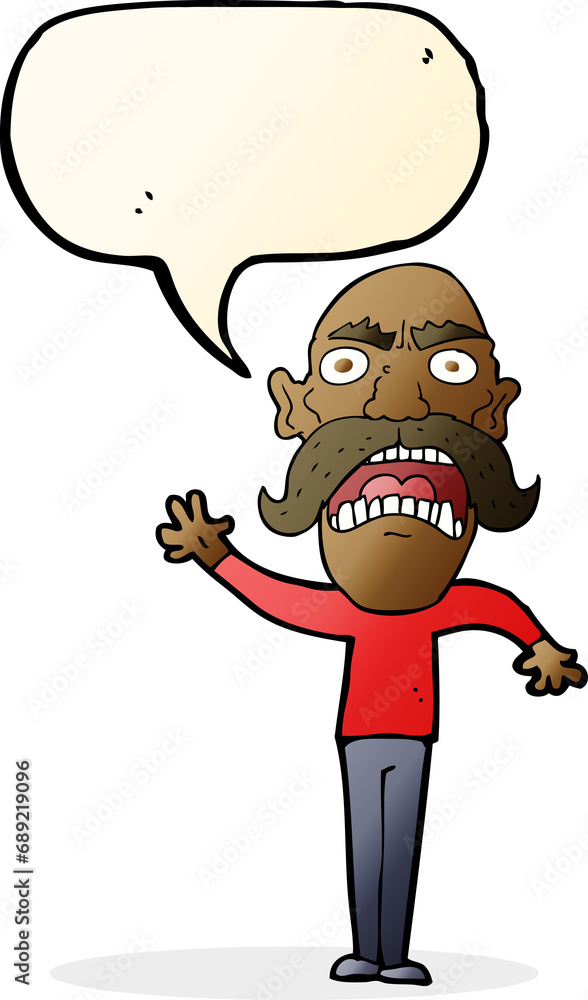 cartoon angry old man with speech bubble cartoon angry old man with speech bubble