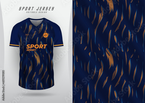 Background, sublimation style, outdoor sports, jersey, football, futsal, running, racing, exercise, pattern, wavy lines, orange navy blue
