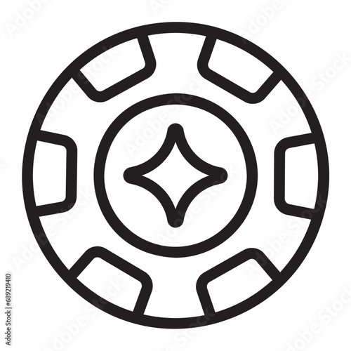 poker chip line icon