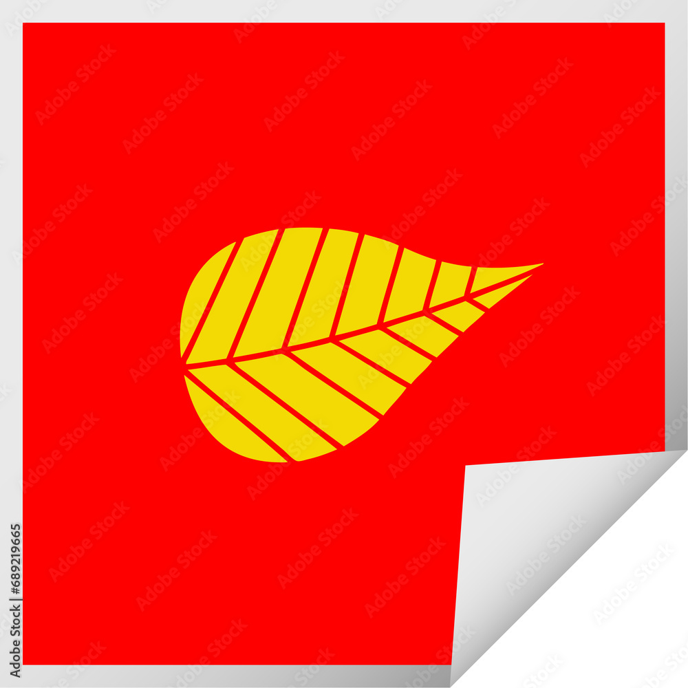 square peeling sticker cartoon of a green leaf square peeling sticker cartoon of a green leaf