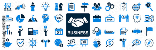 Business icons set, money, business and finance web icons isolated - stock vector
