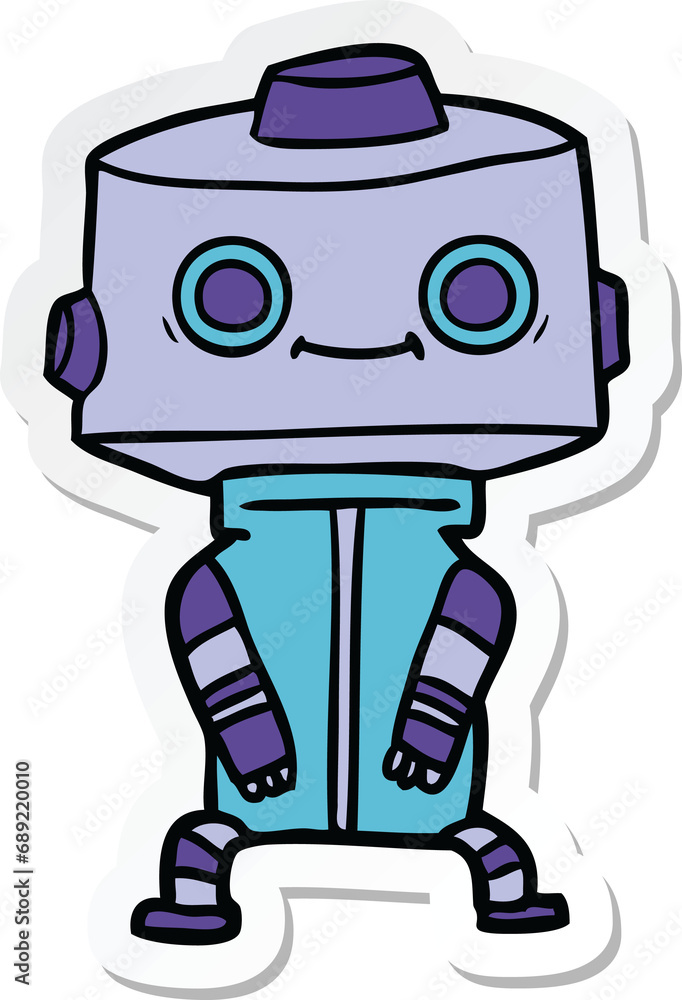 sticker of a cartoon robot sticker of a cartoon robot