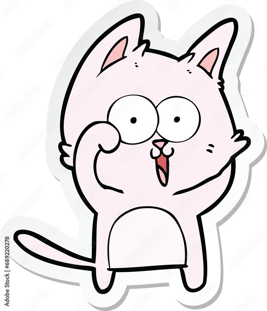 sticker of a funny cartoon cat sticker of a funny cartoon cat