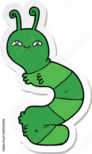 sticker of a cartoon happy caterpillar