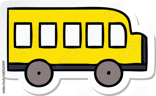sticker of a cute cartoon school bus photo