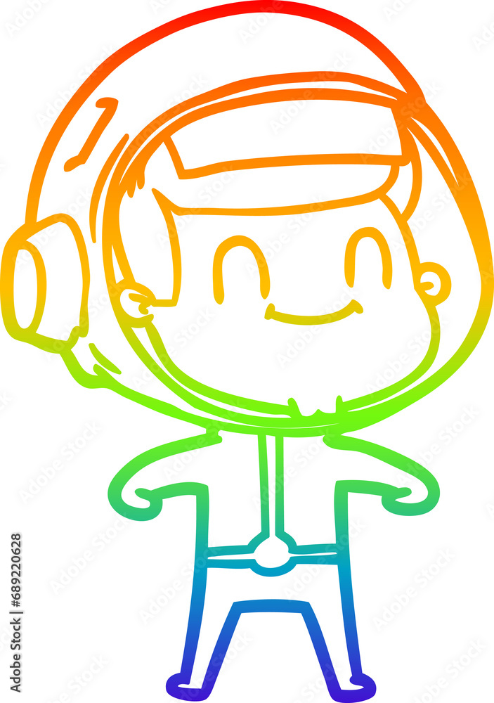 rainbow gradient line drawing of a happy cartoon astronaut rainbow gradient line drawing of a happy cartoon astronaut