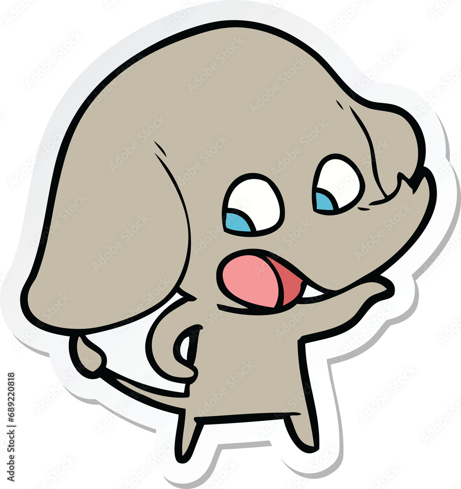 sticker of a cute cartoon elephant