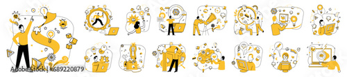 Creative process vector illustration. Imagination propels creative method, crafting nonstandard masterpieces Intelligence and intellect navigate labyrinth evolving creative process