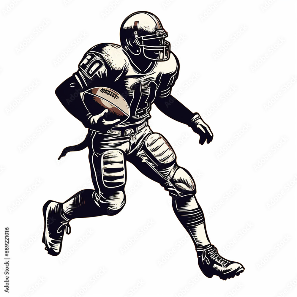 FOOTBALL PLAYER WITH LION’S HEAD, WEARING UNIFORM, ISOLATED ON WHITE BACKGROUND created with Generative Ai
