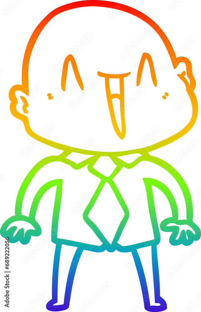 rainbow gradient line drawing of a happy cartoon bald man rainbow gradient line drawing of a happy cartoon bald man
