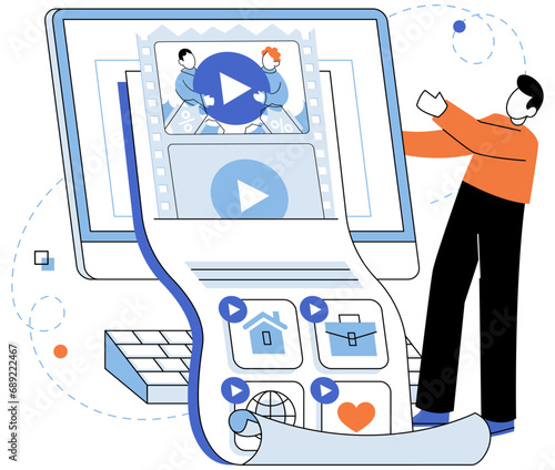 Email marketing vector illustration. The email marketing metaphor compares email campaigns to virtual conversation with customers Mail delivery systems ensure marketing messages reach intended