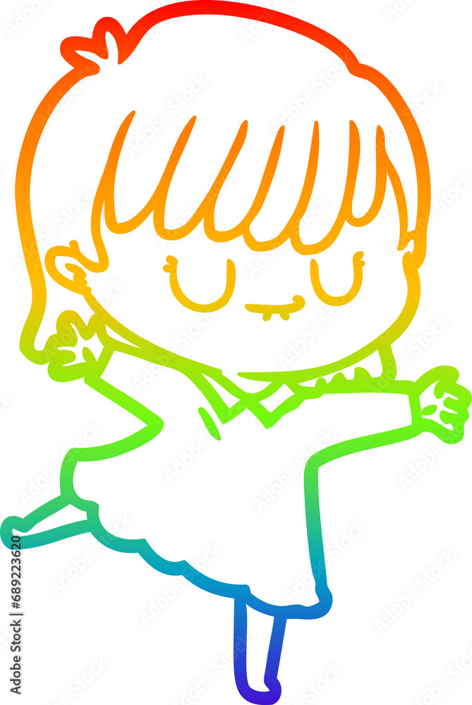rainbow gradient line drawing of a cartoon woman rainbow gradient line drawing of a cartoon woman