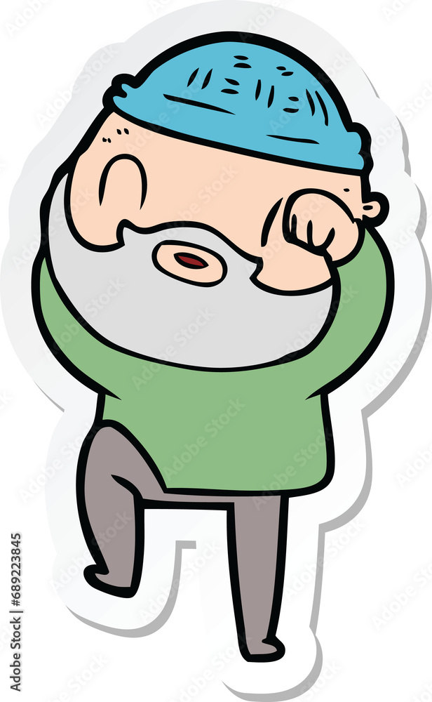 sticker of a cartoon bearded man