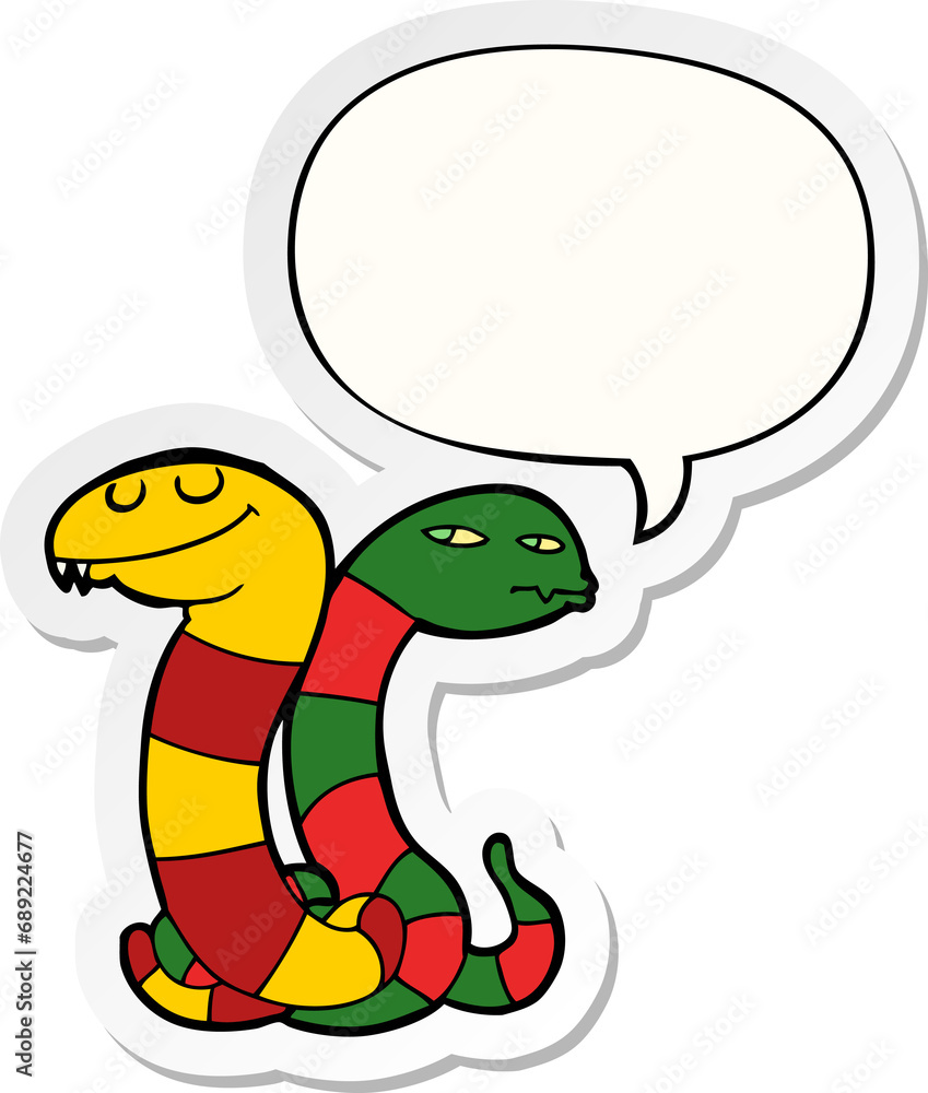 cartoon snakes with speech bubble sticker cartoon snakes with speech bubble sticker