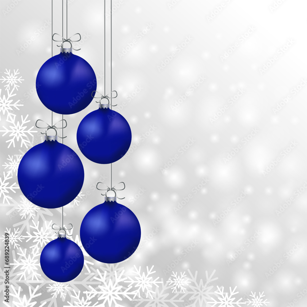 Gray Christmas background. Christmas card. Snowflakes and blue balls. Vector illustration Gray Christmas background. Christmas card. Snowflakes and blue balls. Vector illustration