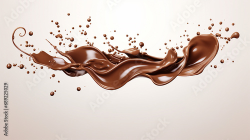 Deliciously Tempting: Closeup of Transparent Chocolate Splash with Elegant Wave and Gourmet Drops - Culinary Art for Indulgent Desserts and Sweet Confections.