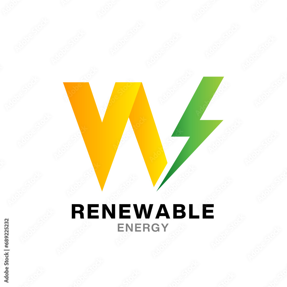 W electric letter logo design template W electric letter logo design template