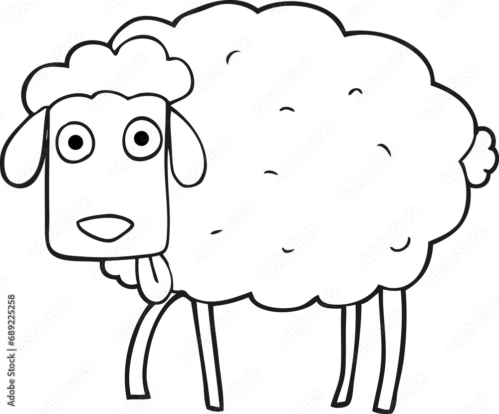 freehand drawn black and white cartoon muddy sheep freehand drawn black and white cartoon muddy sheep