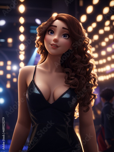 Celebration Glamour: Stunning Portrait of a Young Woman in Chic Partywear, Radiating Style and Elegance Amidst the Vibrant Atmosphere of Festive Joy, generative ai
