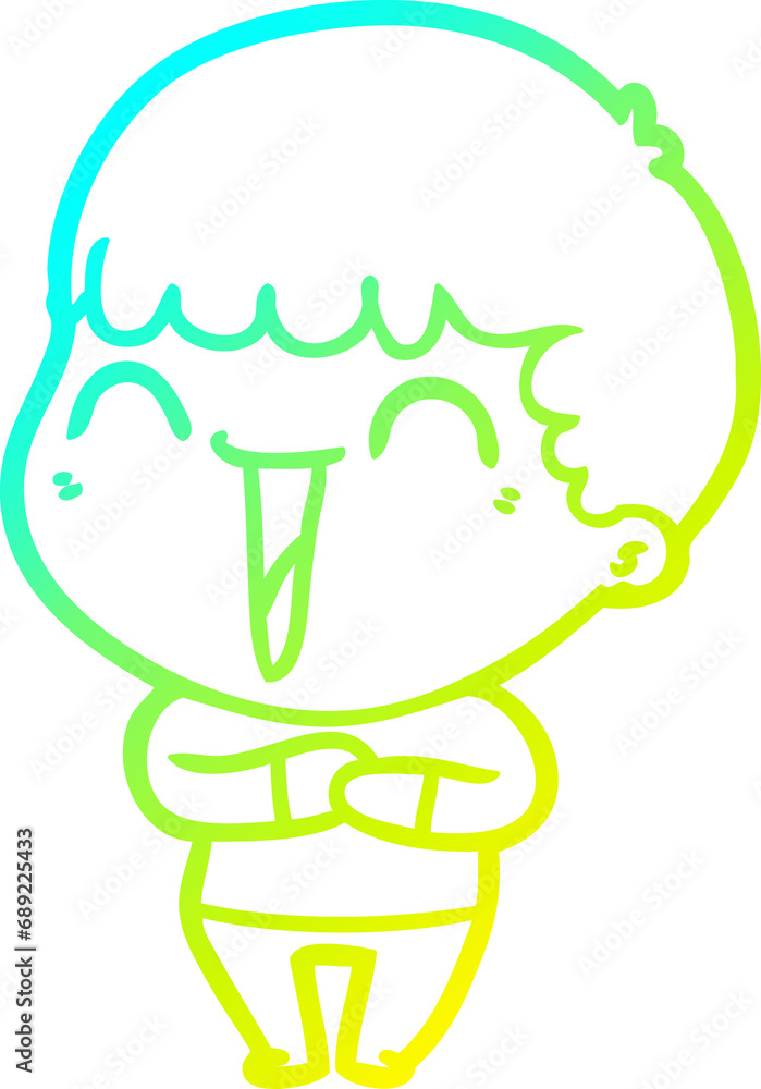 cold gradient line drawing of a cartoon happy man cold gradient line drawing of a cartoon happy man