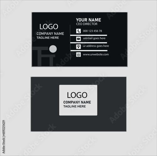 Black elegant modern business card template.Two sided black and gray background vector card design with inspiration from the abstract pattern. 