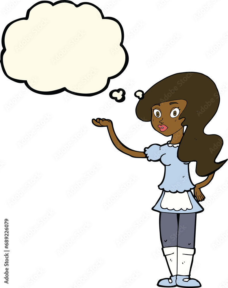 cartoon waitress with thought bubble cartoon waitress with thought bubble