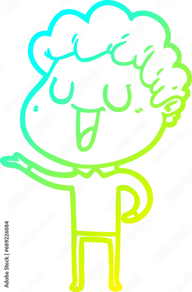 cold gradient line drawing of a laughing cartoon man cold gradient line drawing of a laughing cartoon man